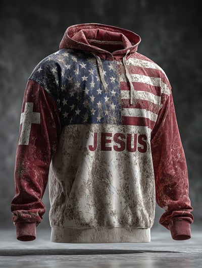 Vintage Faith American Flag Camo Hoodie Patriotic Christian Faith USA Clothing Sweatshirt Gift for Men and Women