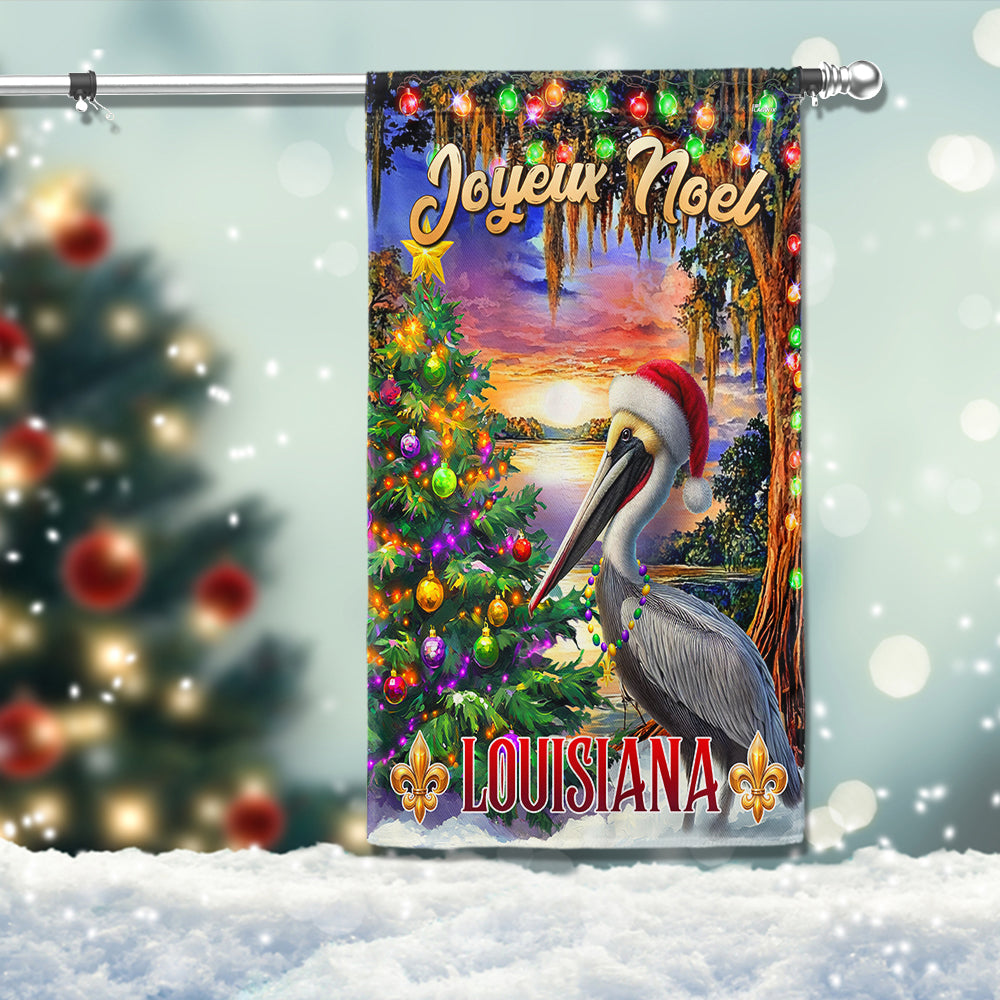 Cajun Christmas Pelican Flag Louisiana Joyeux Noel Holiday Decor - Liberish