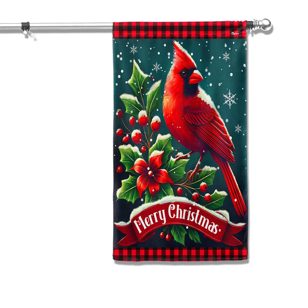 Cardinal Bird Merry Christmas Flag Christmas 2025 - Liberish