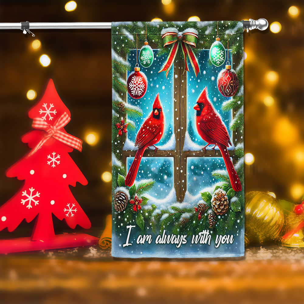 Cardinal Christmas Flag I Am Always With You Flag - Liberish
