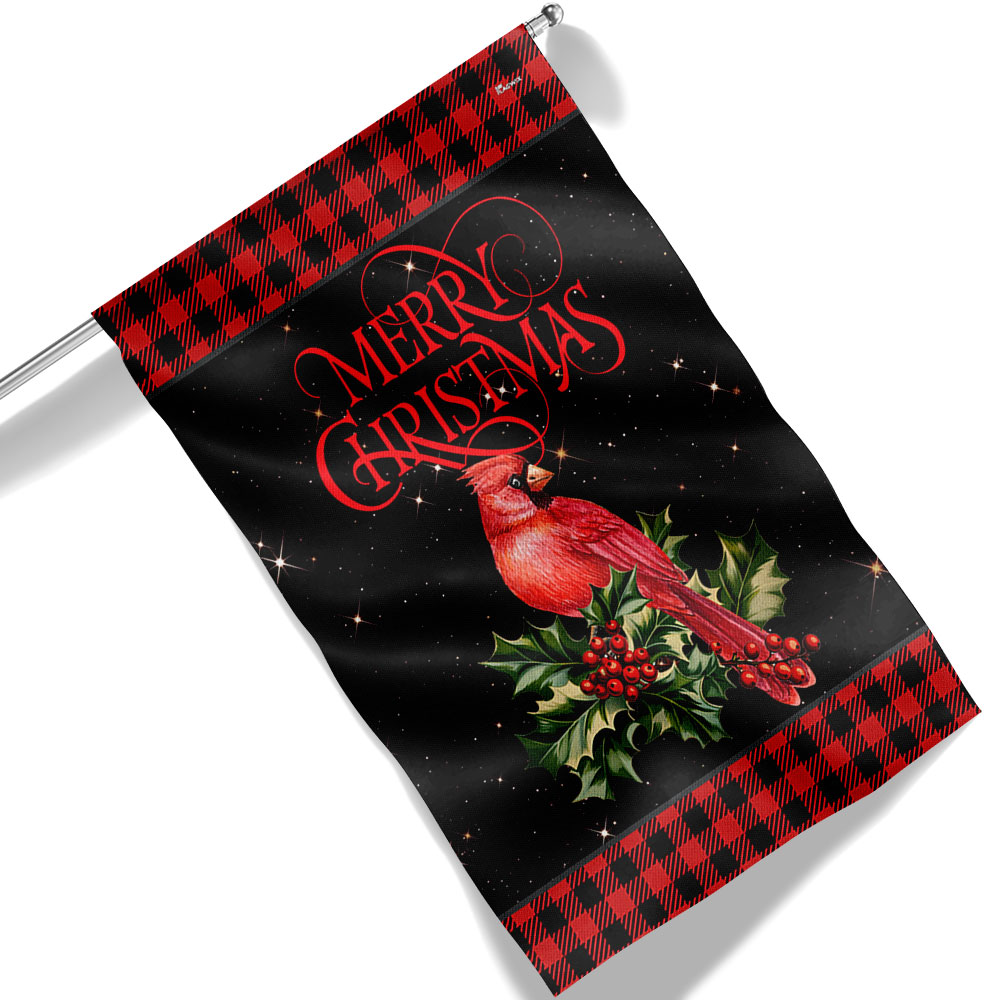 Cardinal Merry Christmas Flag - Liberish