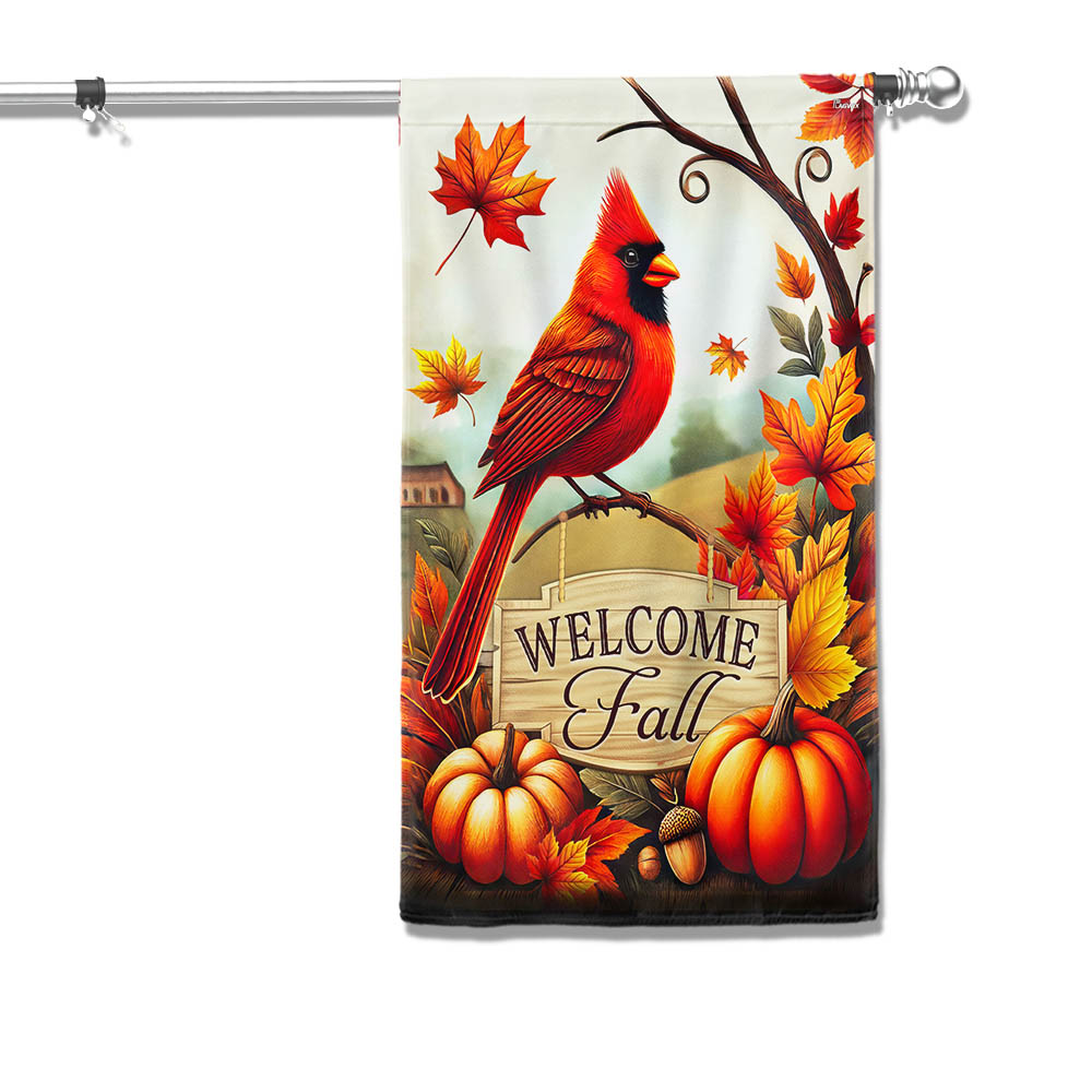 Cardinal Welcome Fall Flag - Liberish