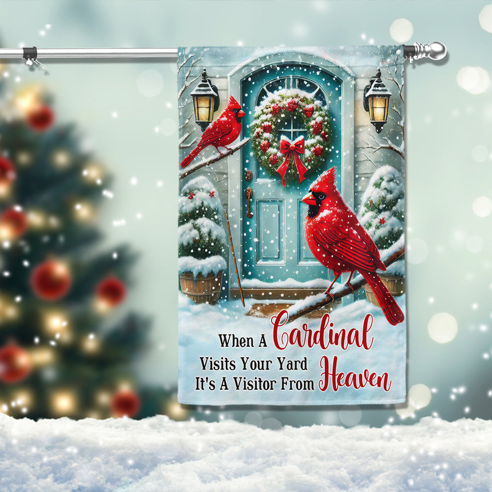 Cardinal Winter When A Cardinal Visits Your Yard It S A Visitor From Heaven Flag - Liberish