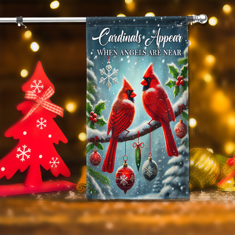 Cardinals Christmas Cardinals Appear When Angels Are Near Flag - Liberish