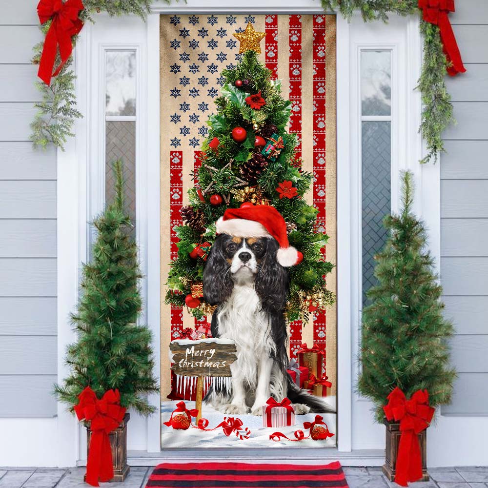Cavalier Dog Christmas American Door Cover - Liberish
