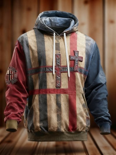 Patriotic Christian Vintage Faith American Flag Camo Hoodie USA Flag Pullover Sweatshirt Gift