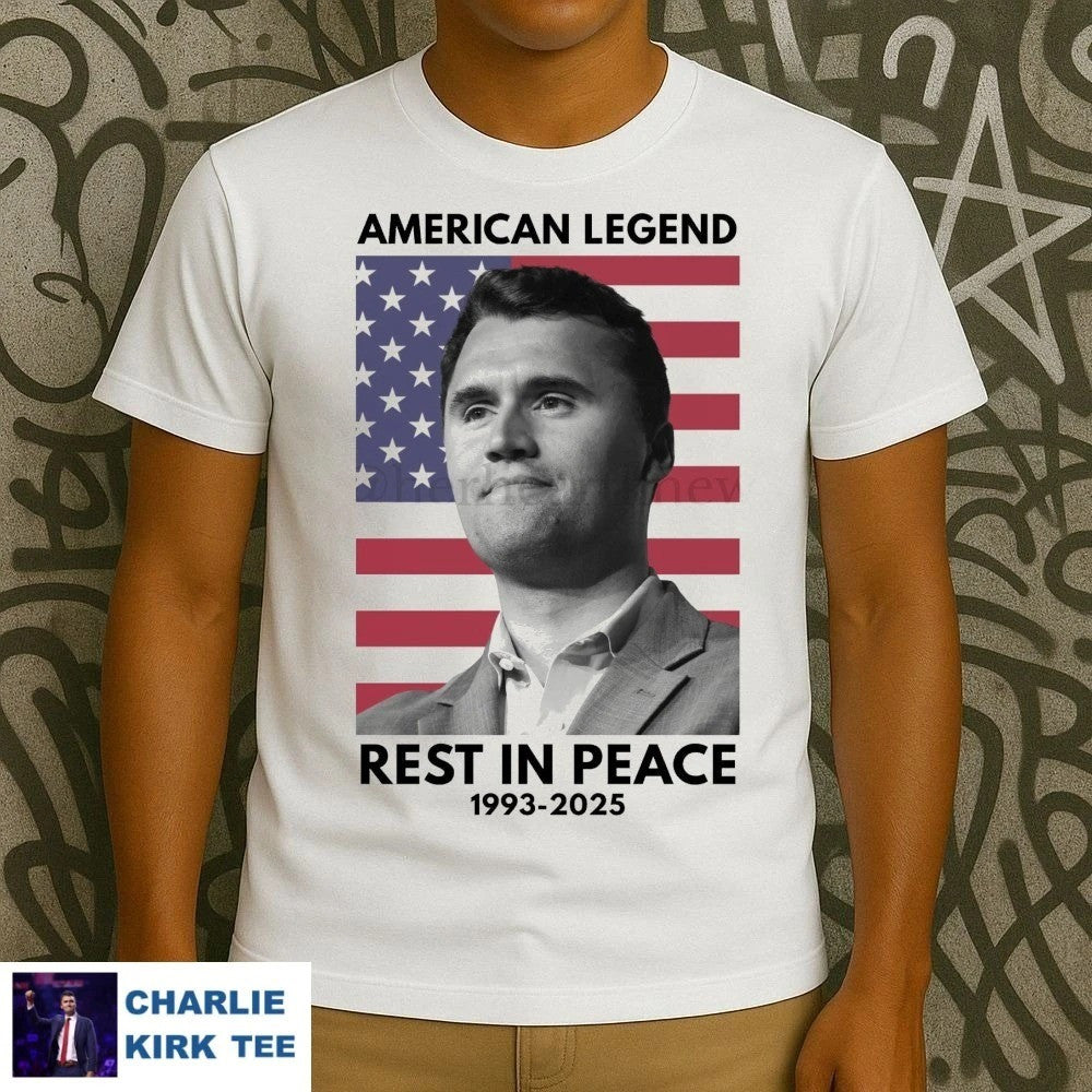 Charlie Kirk 1993-2025 American Legend T-Shirt Rest In Peace Patriotic Memorial Gifts Tee