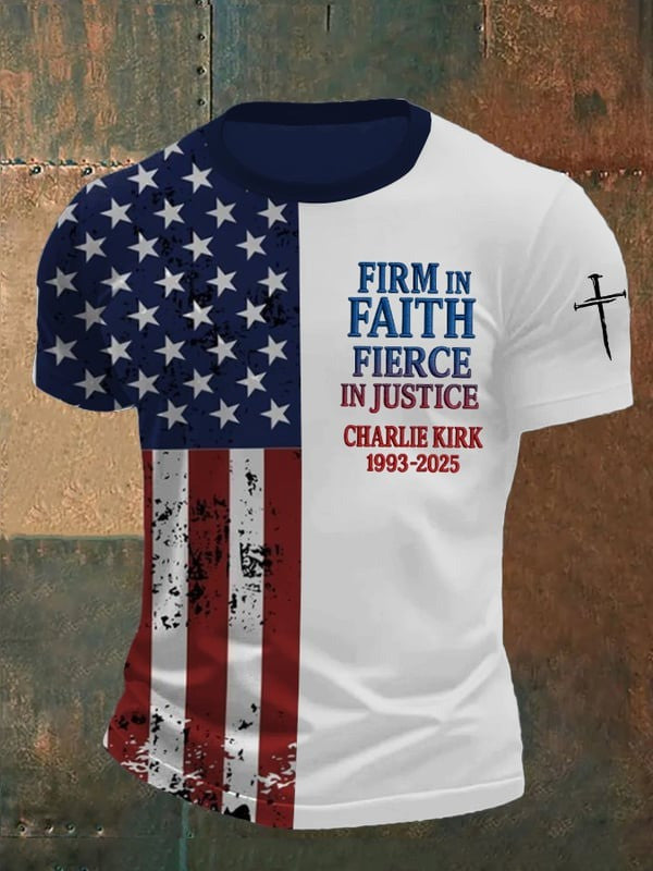 Charlie Kirk Casual National Flag Contrast Commemorative T-Shirt Best Gift For America Supporters - Liberish
