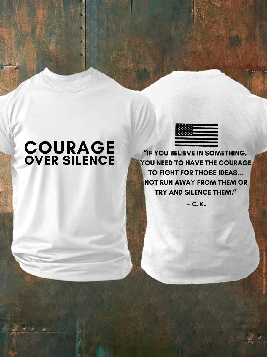 Charlie Kirk Courage Over Silence T-shirt Gift For Men Patriotic America Supporters - Liberish
