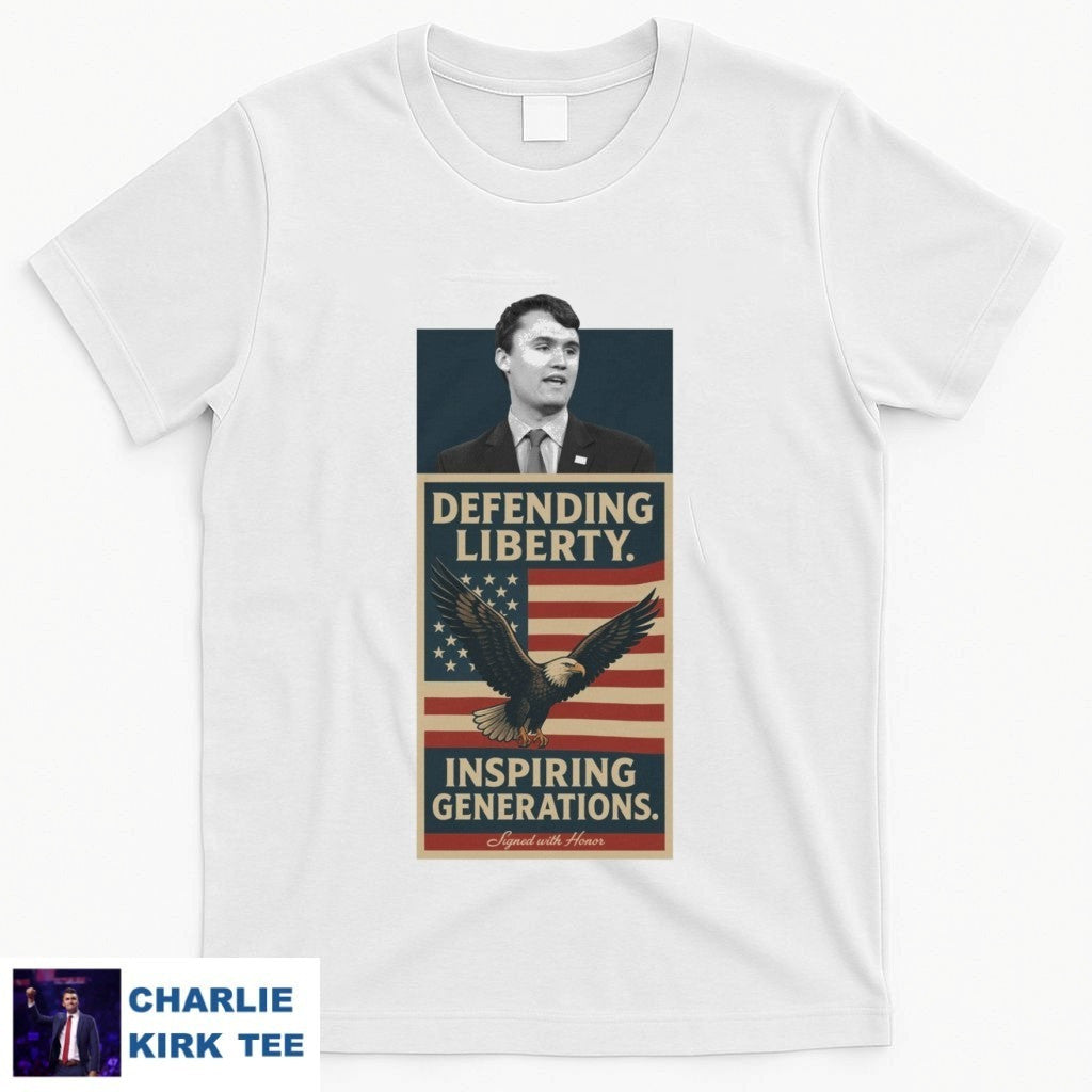 Charlie Kirk Defending Liberty T-Shirt Inspiring Generations Patriotic Memorial Gifts Tee