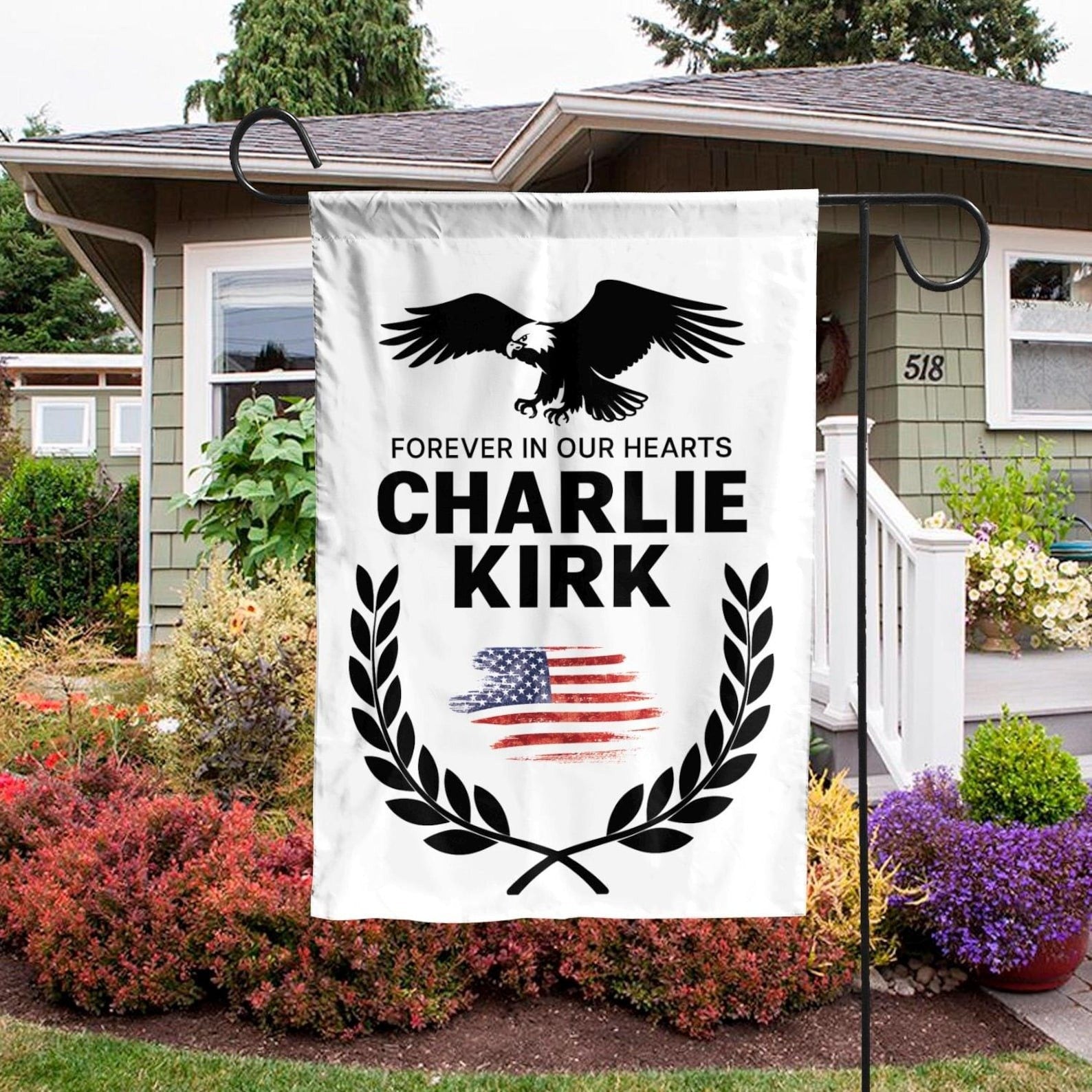 Charlie Kirk Flag Eagle American Flag Forever In Our Hearts Charlie Kirk Merch Memorial Gifts