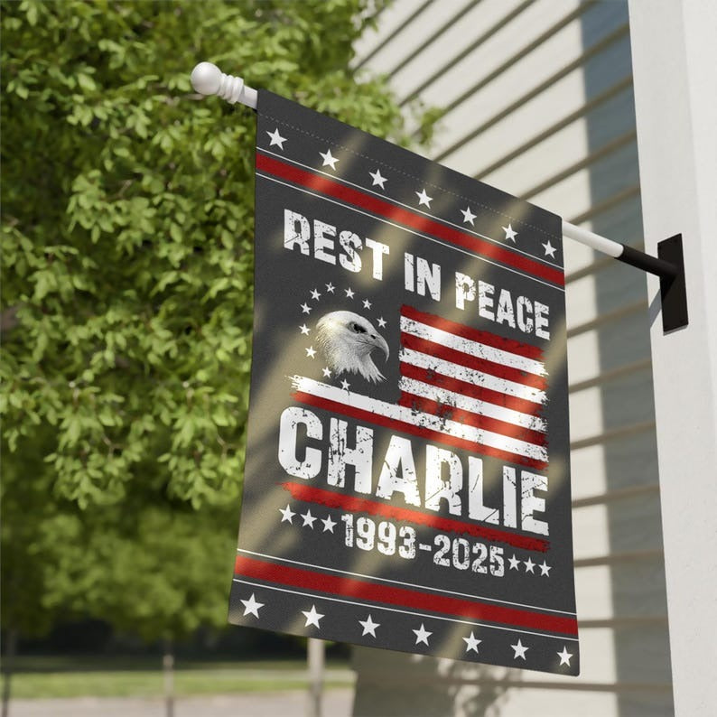 Charlie Kirk Flag Eagle Rest In Peace Charlie 1993 2025 Charlie Kirk Freedom Merch