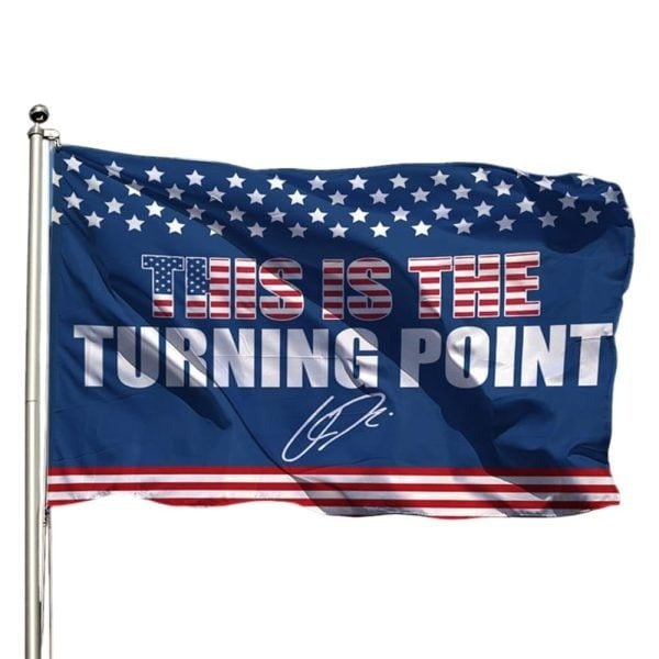 Charlie Kirk Flag This Is The Turning Point Patriotic Outdoor Decor Signed CK Merch