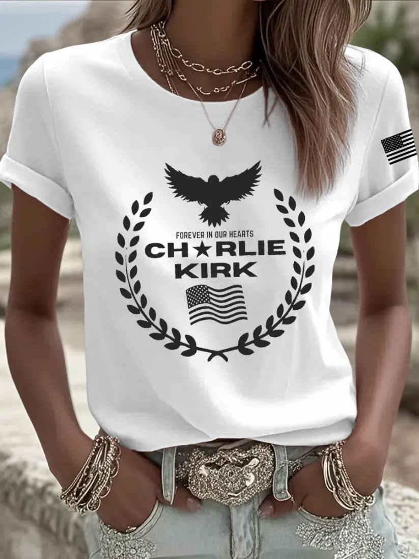 Charlie Kirk Forever In Our Hearts T-shirt Memorable Gift For America Women Supporters - Liberish