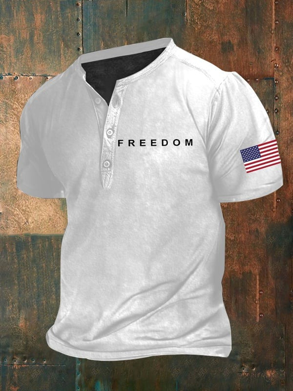 Charlie Kirk Freedom Button T-Shirt American Flag TPUSA Merch Gift For Trump Supporters