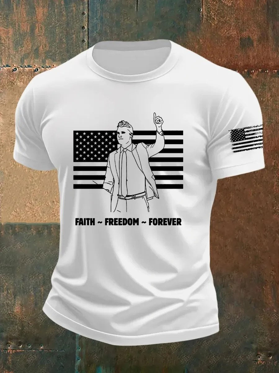 Charlie Kirk Freedom Faith Forever Short Sleeve T-shirt Best Gift For America Supporters - Liberish