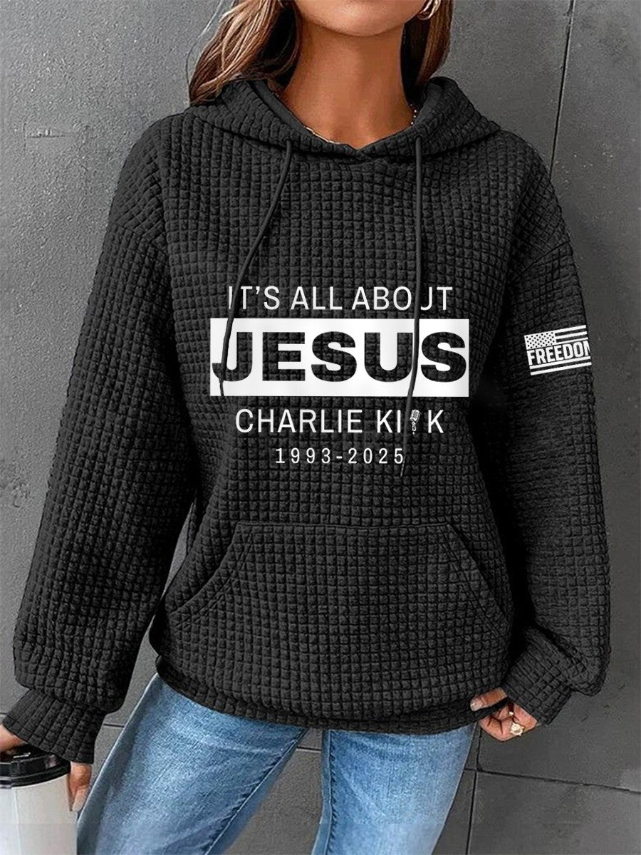 Charlie Kirk Freedom Hoodie Merch It's All About Jesus CK 47 U.S Flag Best Liberty Wear