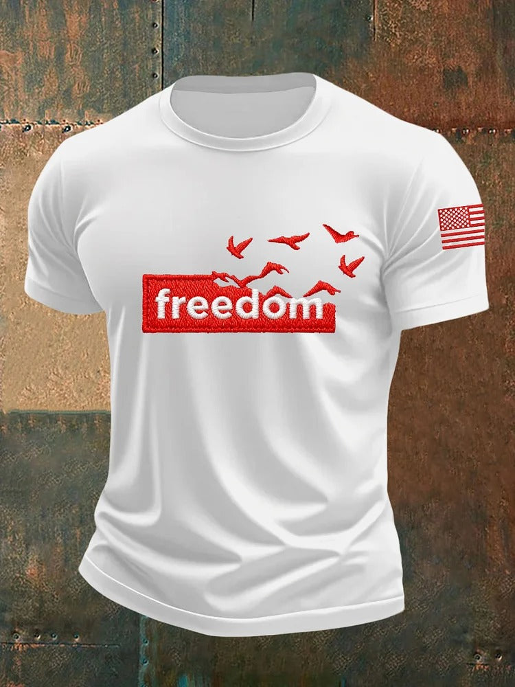 Charlie Kirk Freedom Liberty Flag Short-sleeved Embroidered T-shirt Gift For America Supporters - Liberish