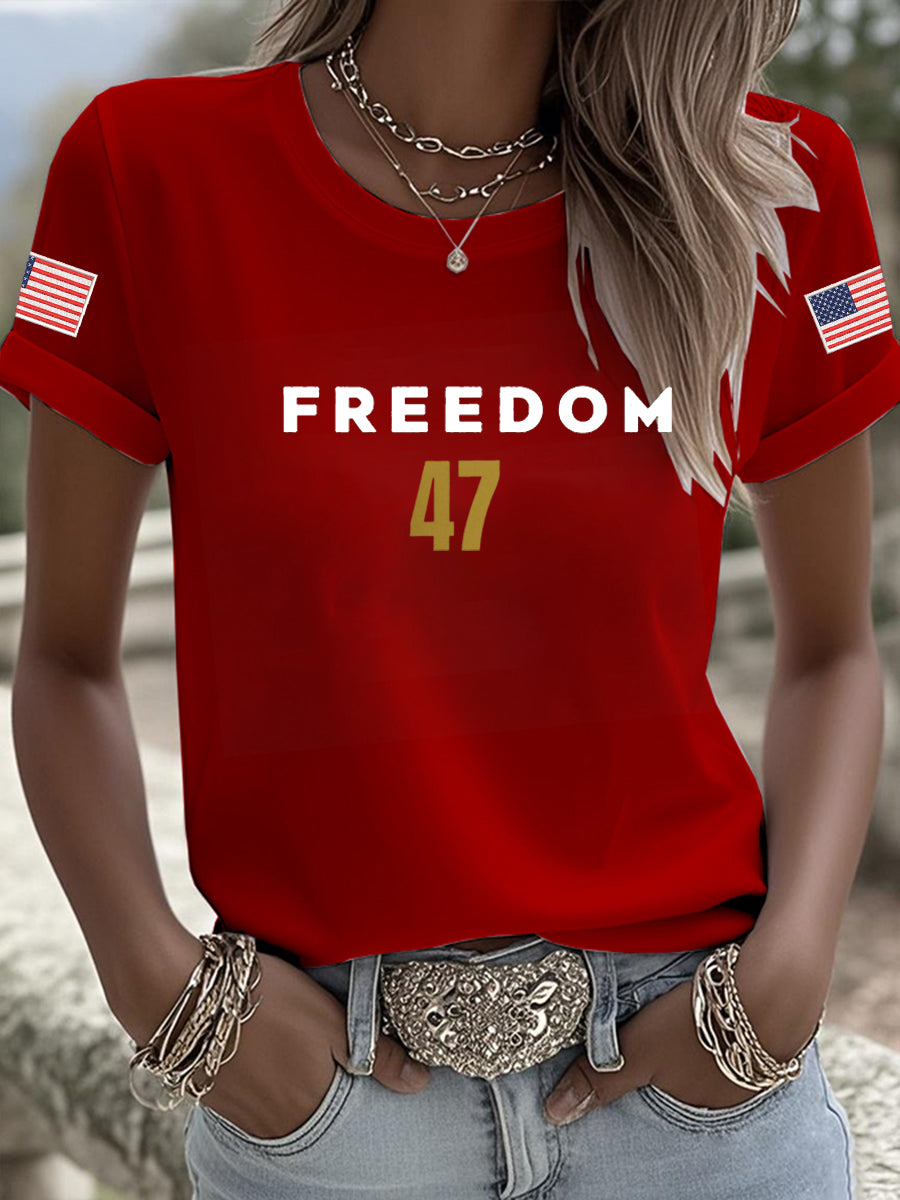 Charlie Kirk Freedom Merch T-shirt Freedom 47 USA Flag Turning Point Usa Shirt - Liberish