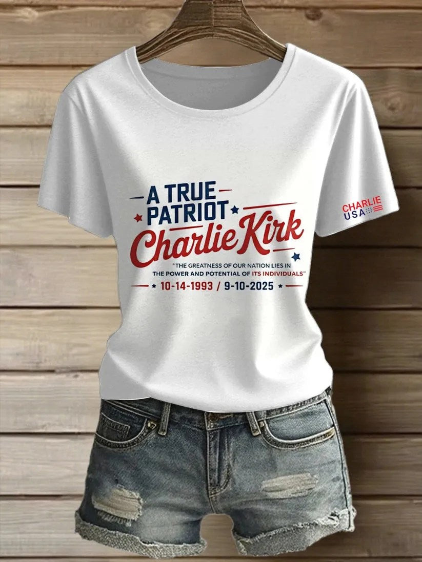 Charlie Kirk Freedom Printed Vintage Fashion Loose Short Sleeve T-Shirt Best Gift For America Supporters - Liberish