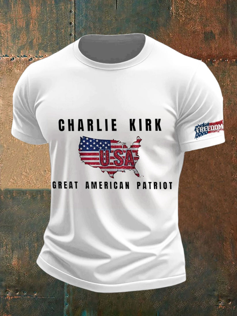 Charlie Kirk Freedom Printed Vintage Fashion Loose Short Sleeve T-Shirt Gift For America Supporters - Liberish