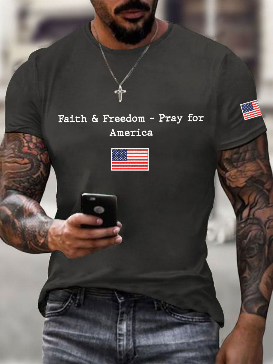 Charlie Kirk Freedom Shirt Faith &amp; Freedom Pray For America T-Shirt