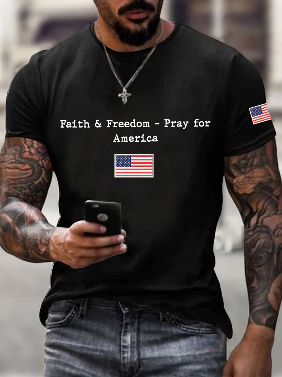 Charlie Kirk Freedom Shirt Faith &amp; Freedom Pray For America T-Shirt