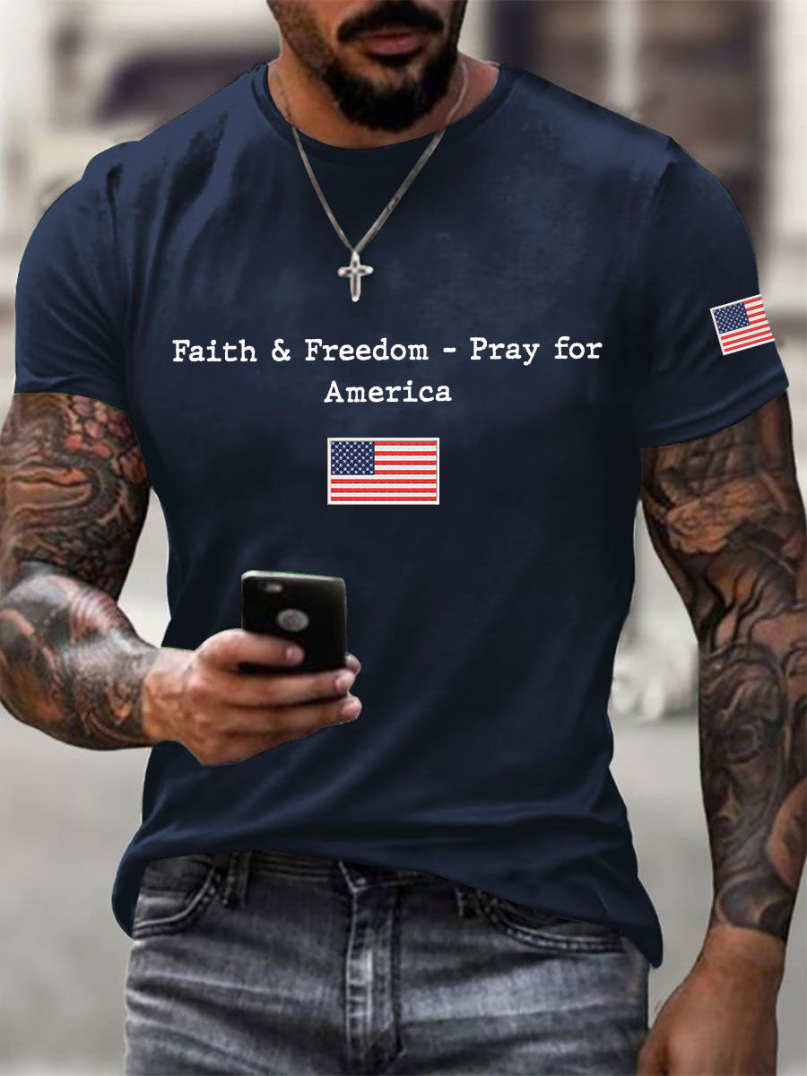 Charlie Kirk Freedom Shirt Faith &amp; Freedom Pray For America T-Shirt