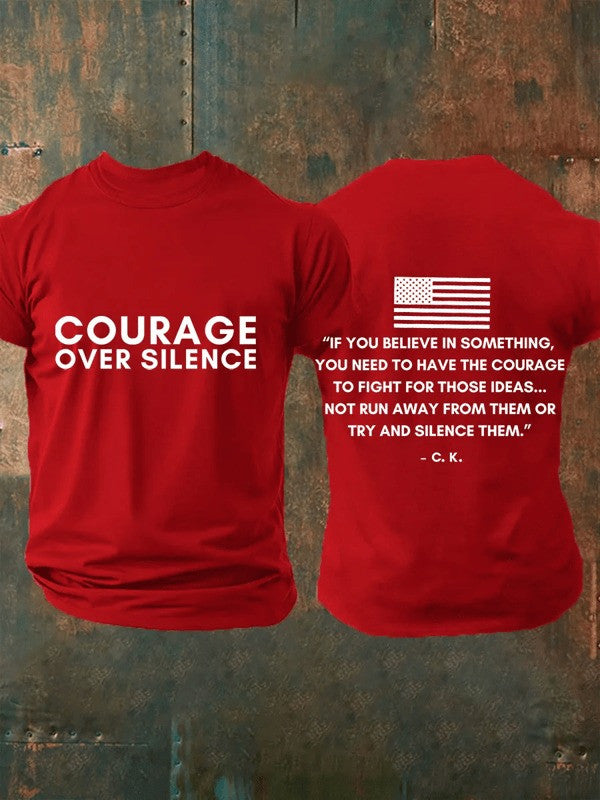 Charlie Kirk Freedom T-Shirt Courage Over Silence RIP Charlie Kirk CK Apparel