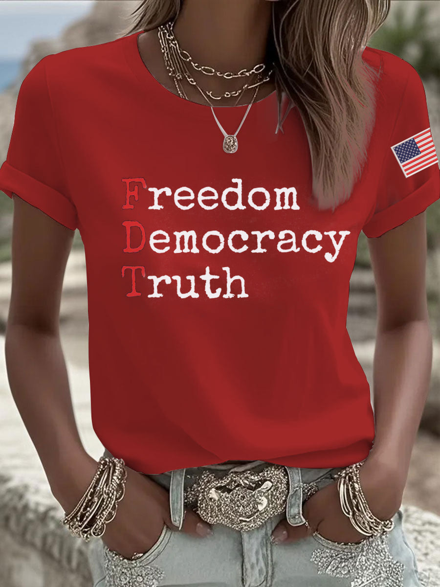 Charlie Kirk Freedom T-shirt Freedom Democracy Truth USA Flag Freedom Charlie Kirk Merch - Liberish