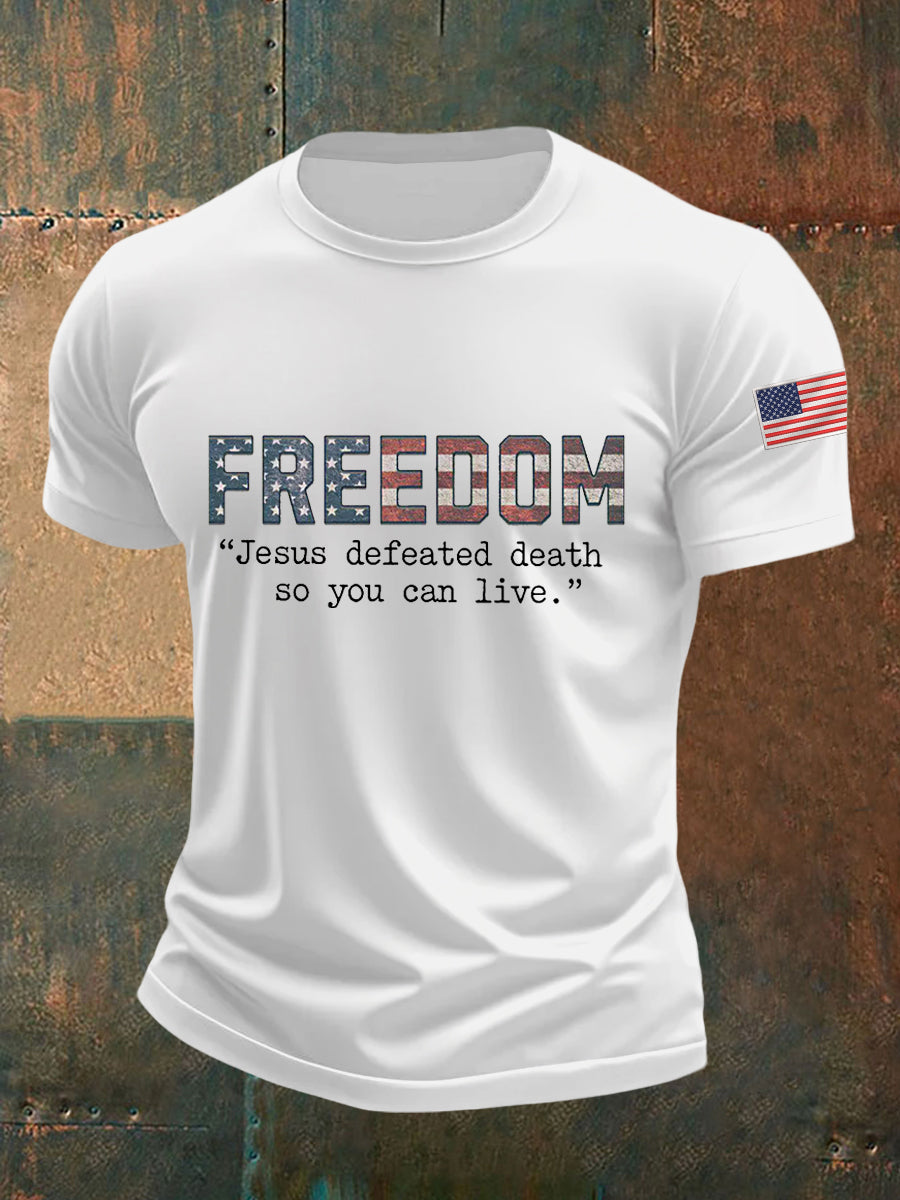 Charlie Kirk Freedom T-shirt Jesus Defeated Death So You Can Live Tpusa Charlie Kirk Merch - Liberish