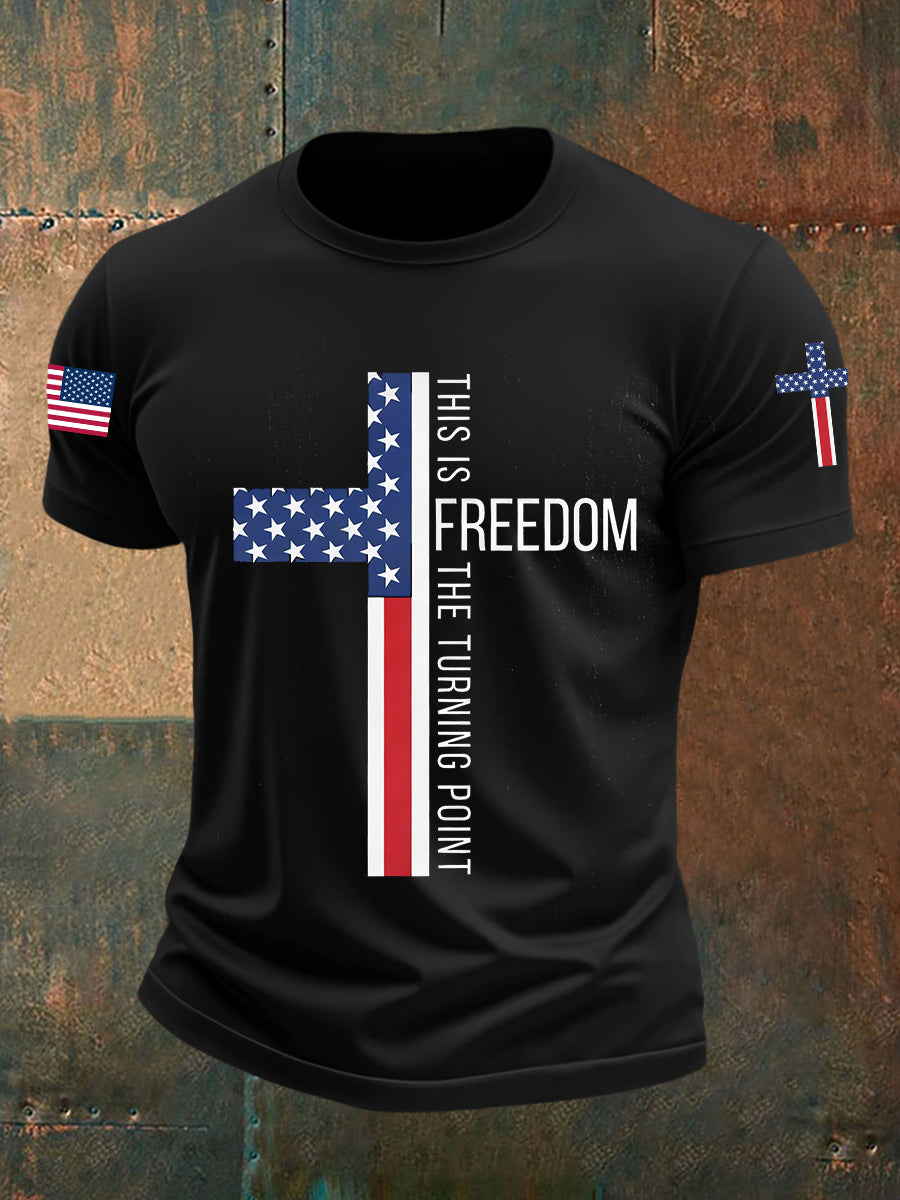 Charlie Kirk Freedom T-shirt This Is The Turning Point Falg Cross Unique Liberty Wear - Liberish
