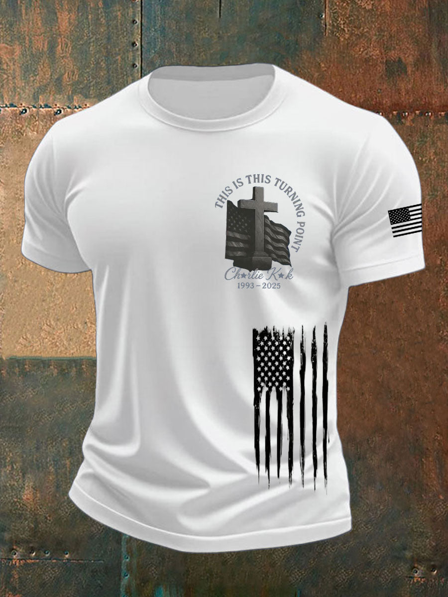 Charlie Kirk Freedom T-shirt This Is Turning Point Cross U.S Flag Best Charlie Kirk Shirt - Liberish