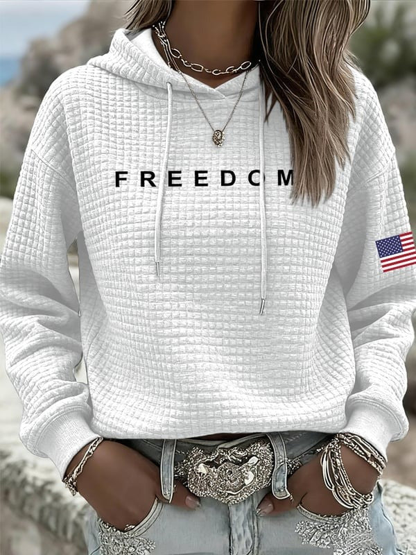 Charlie Kirk Freedom Waffle Hoodie American Flag Tribute To Charlie Kirk Merchandise