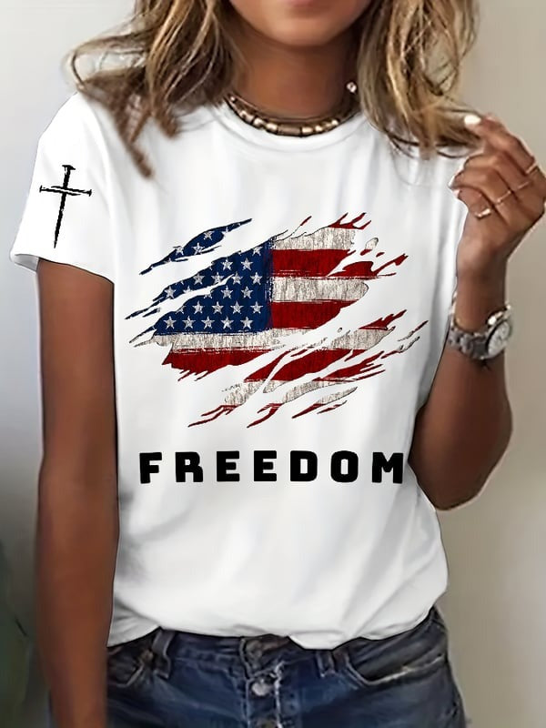Charlie Kirk Freedom Women's T-Shirt American Flag RIP Charlie Kirk Clothing Merch Store