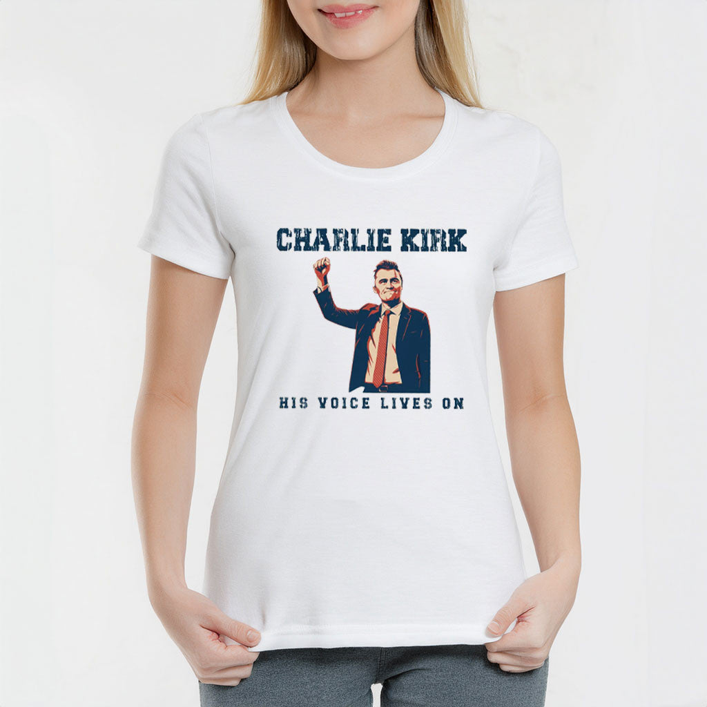 Charlie Kirk His Voice Lives On T-Shirt Charlie Kirk Shooters Shirt Trump Supporter Clothes
