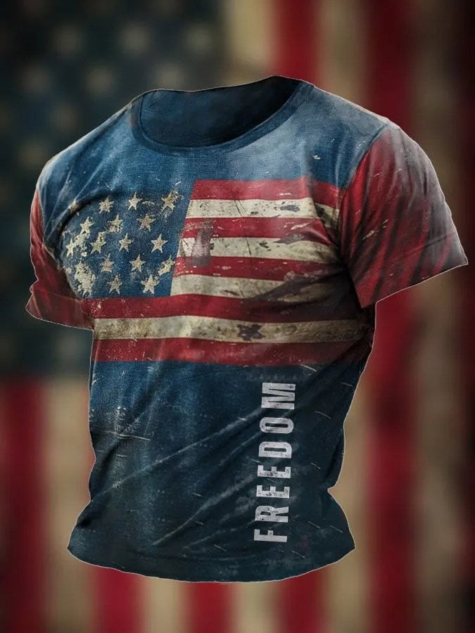 Charlie Kirk Knitted Vintage American Flag Freedom Print T-Shirt Gift For America Supporters - Liberish