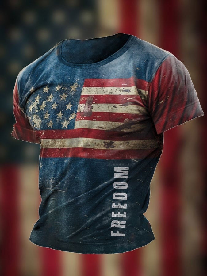 Charlie Kirk Knitted Vintage American Flag Freedom Print T-Shirt Gift For America Supporters - Liberish
