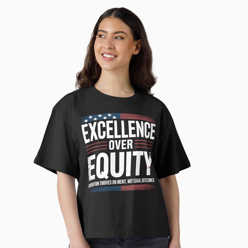 Charlie Kirk Merch Excellence Over Equity Quote T-Shirt Merit Over Outcomes Tee