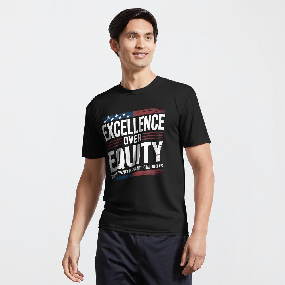 Charlie Kirk Merch Excellence Over Equity Quote T-Shirt Merit Over Outcomes Tee