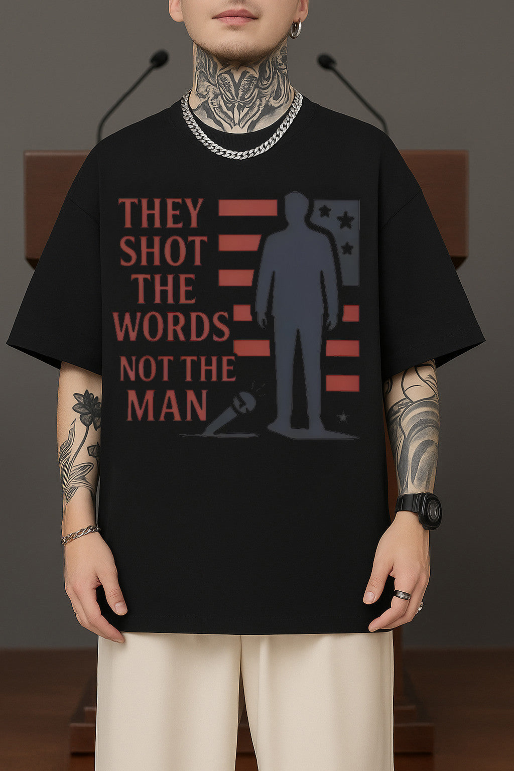 Charlie Kirk Shirt They Shot The Words Not The Man T-Shirt Gifts For Patriots