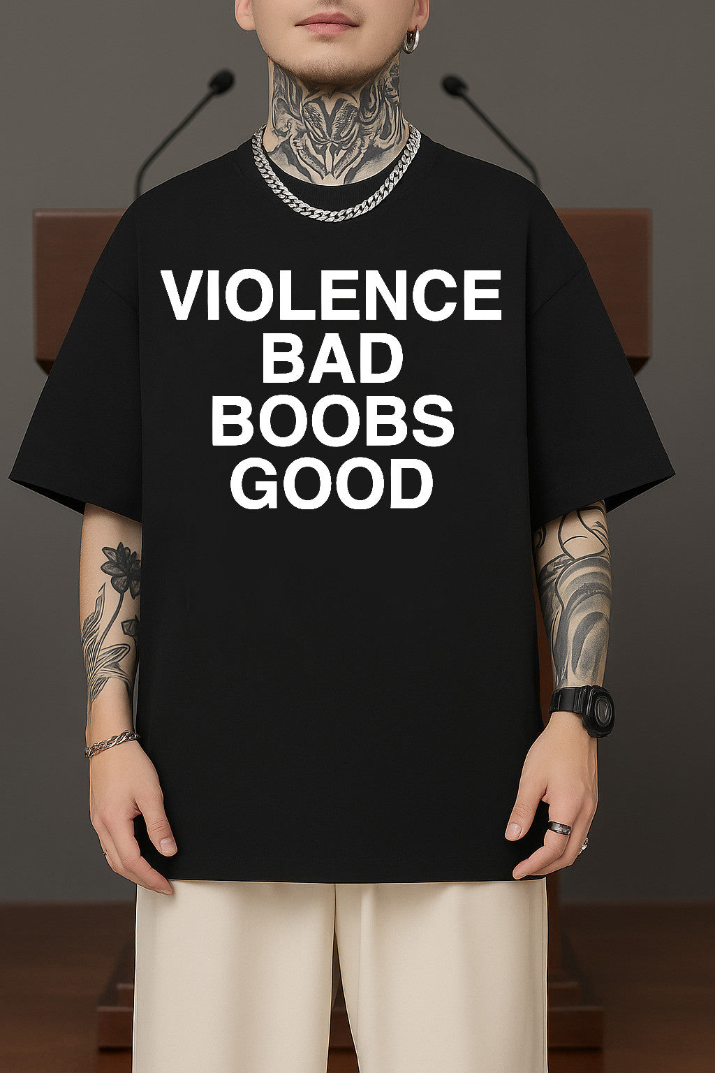 Charlie Kirk Shirt Violence Bad Boobs Good T-Shirt Charlie Kirk Merch