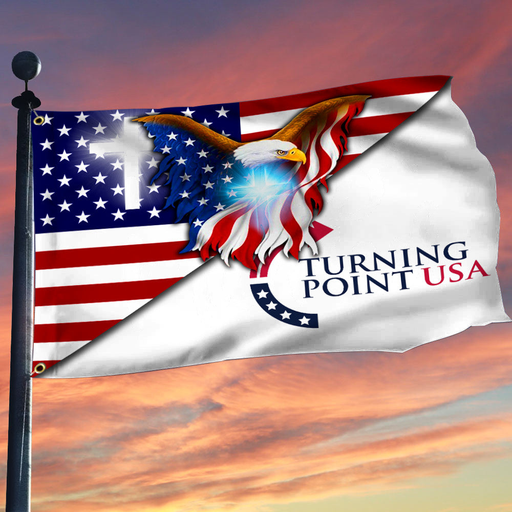Charlie Kirk Turning Point Flag Eagle TPUSA U.S Flag Charlie Kirk 47 Gifts For Outside Decor - Liberish