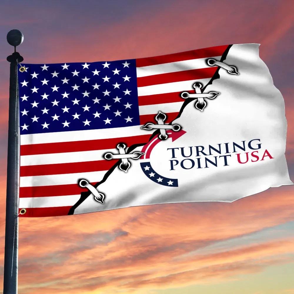 Charlie Kirk Turning Point Flag TPUSA American Flag Logo R.I.P Charlie Kirk 47 Merch - Liberish