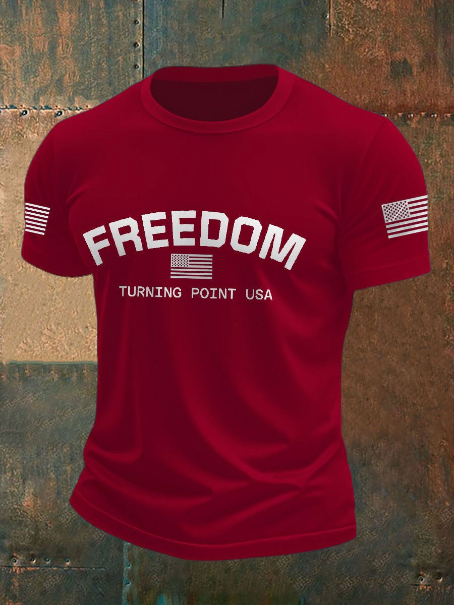 Charlie Kirk Turning Point USA Flag Printed T-shirt Best Gift For America Supporters - Liberish
