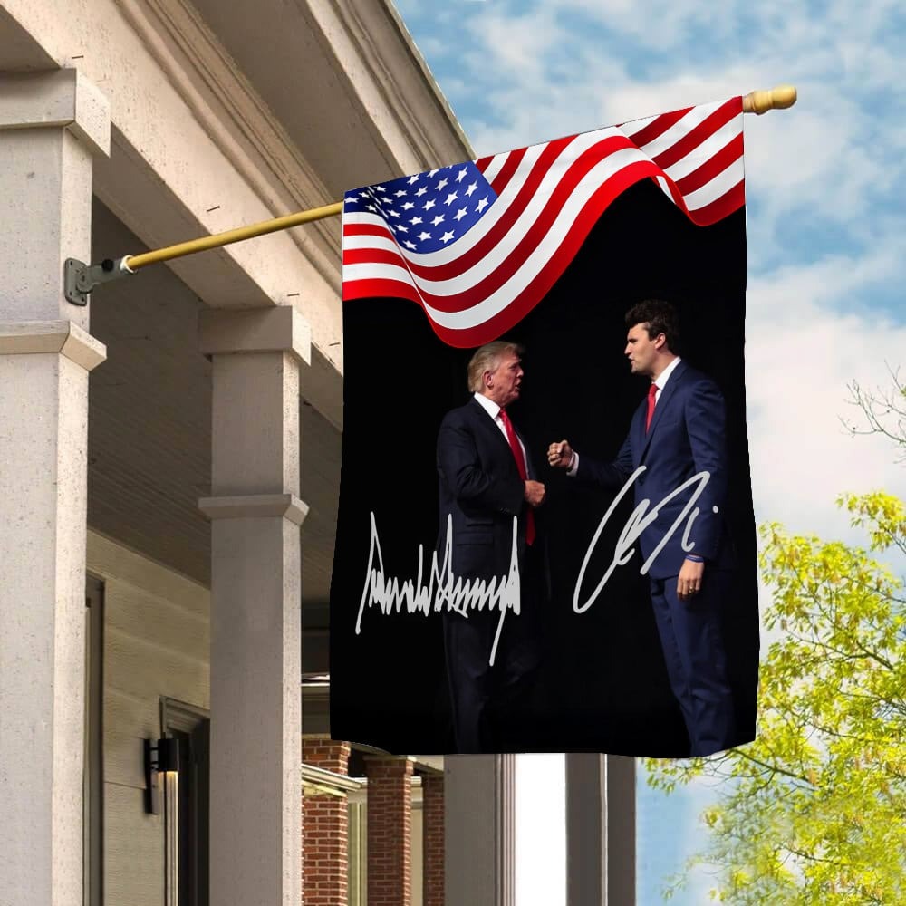 Charlie Kirk USA Flag Donald Trump And Charlie Kirk Patriotic Flag Outdoor Decor