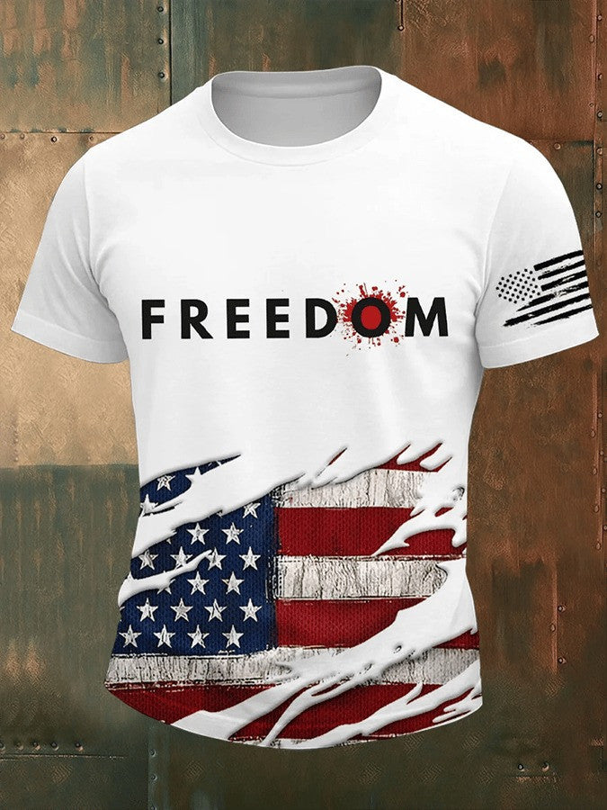 Charlir Kirk Freedom American A True Patriot Print Short Sleeve T-Shirt Gift For Amrica - Liberish