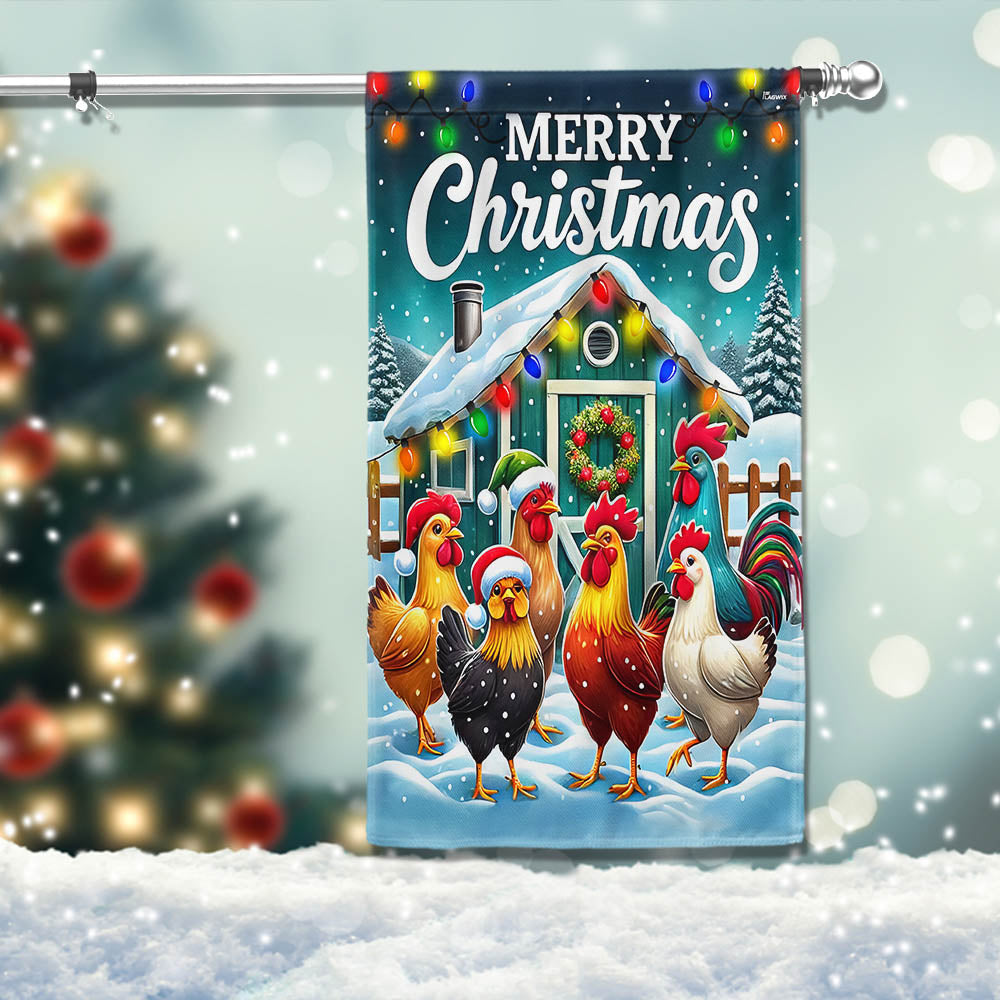Chicken Farm Christmas Flag - Liberish