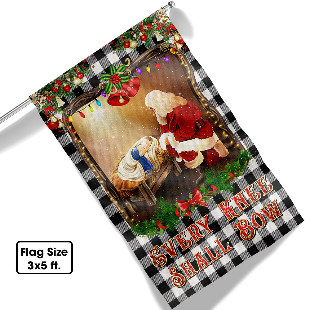 Christian Christmas Santa Claus Every Knee Shall Bow Flag - Liberish