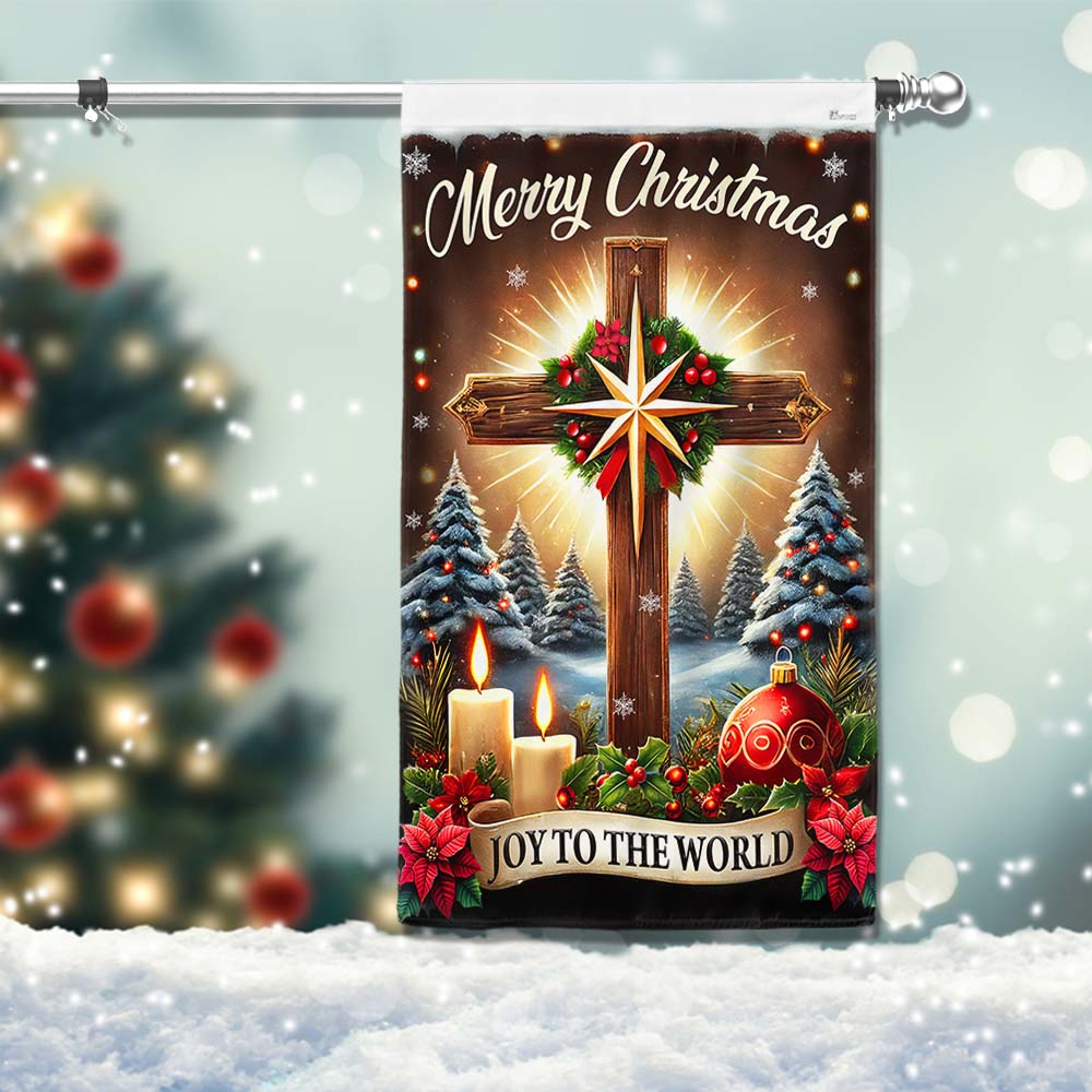 Christian Cross Christmas Flag Joy To The World Jesus Christ Flag - Liberish